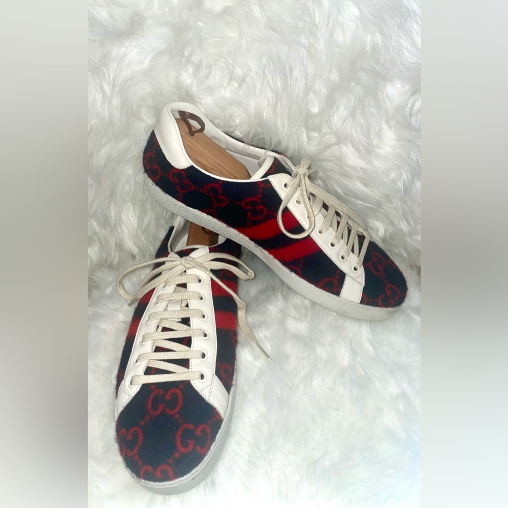 🔥🔥GUCCI ACE GG WOOL LOW TOP SNEAKERS SIZE 11